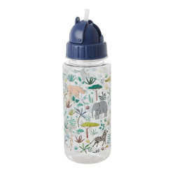 Μπουκάλι Με Καλαμάκι Ζωάκια RΙCΕ-ΡLΒΟΤ-JUΝGG 500ml 21x6,5cm Πλαστικό Blue Rice Πλαστικό