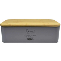 Ψωμιέρα Bread 812394 42,3x23x12,7cm Grey-Natural Ankor Μέταλλο,Bamboo