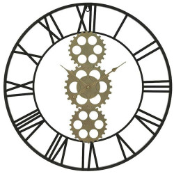 Ρολόι Τοίχου 3-20-463-0038 Φ60x5cm Black-Gold Inart Μέταλλο