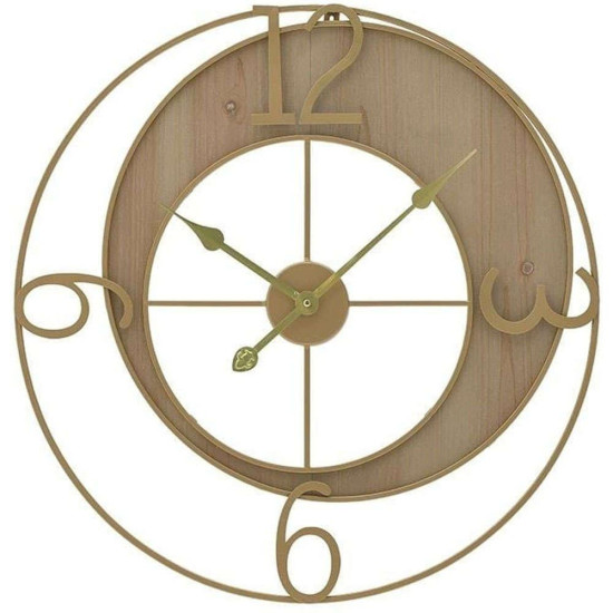 Ρολόι Τοίχου 3-20-098-0299 Φ60x5cm Natural-Gold Inart Μέταλλο,Ξύλο