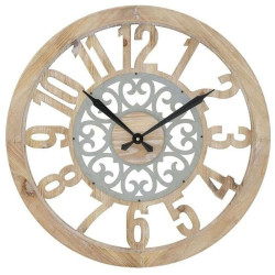 Ρολόι Τοίχου 3-20-773-0359 Φ60cm Natural-Grey Inart Μέταλλο,Ξύλο