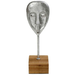Διακοσμητικό Αγαλματίδιο Κεφάλι ICY302 10x10x36cm Silver-Natural Espiel Μέταλλο,Ξύλο