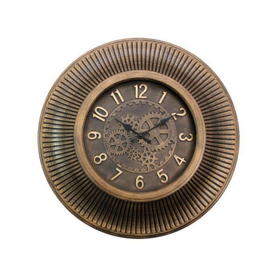 Ρολόι Τοίχου 280-122-023 Φ55cm Brown-Gold Πλαστικό
