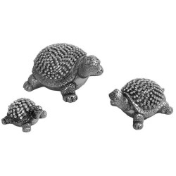Διακοσμητικές Χελώνες (Σετ 3Τμχ) LOP124 6,5x5/9x7/13x9cm Silver Espiel Πολυρεσίνη