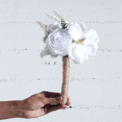 Τεχνητό Μπουκέτο Τριαντάφυλλα 1220-7 25cm White Supergreens Πολυαιθυλένιο