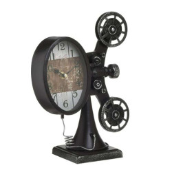 Ρολόι Επιτραπέζιο Κάμερα Αντικέ 3-20-977-0325 22x11x30cm Black Inart Μέταλλο