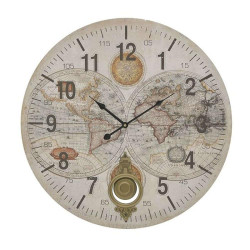 Ρολόι Τοίχου Με Εκκρεμές Ατλάς 3-20-773-0377 Φ58cm Multi Inart Ξύλο