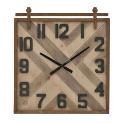 Ρολόι Τοίχου 3-20-333-0016 60x4,5x66cm Brown-Beige Inart Μέταλλο,Ξύλο
