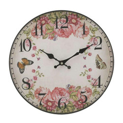 Ρολόι Τοίχου Λουλούδια 3-20-773-0371 Φ34cm Multi Inart Ξύλο