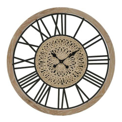 Ρολόι Τοίχου 3-20-333-0002 Φ80x5cm Natural-Black Inart Μέταλλο,Ξύλο
