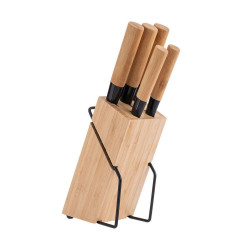 Μαχαίρια Με Βάση Bamboo Essentials (Σετ 6Τμχ) 01-12854 Natural-Black Estia Ανοξείδωτο Ατσάλι