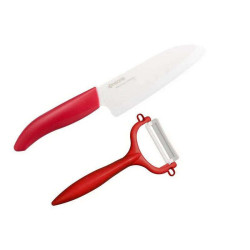 Μαχαίρι Chef & Απόφλοιωτής FK140WHCP10RDS 14cm Red Kyocera Κεραμικό,Πλαστικό