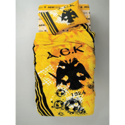 Κουβέρτα Παιδική AEK Velour 3 Yellow Palamaiki Ημίδιπλο 155x215cm 100% Πολυέστερ