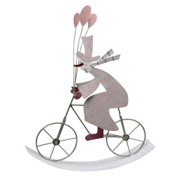 Χιονάνθρωπος Σε Ποδήλατο MT2656K1 39x9x49cm Pink-Multi Espiel Πολυρεσίνη