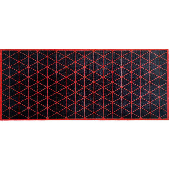 Χαλάκι Κουζίνας Universal 029 Triangles 67x150cm Black-Red Sdim 67X150cm Polyamide