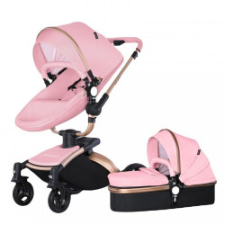 Καροτσάκι Μωρού K-223B 2 Σε 1 360° Χωρίς Κάθισμα Αυτοκινήτου 62x80x115 Pink Agape Από Νεογέννητο Τεχνόδερμα,Μέταλλο