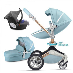 Καροτσάκι Μωρού F023 360° 3 Σε 1 Με Κάθισμα Αυτοκινήτου 86x57x114cm Tiffany Blue Hot Mom Από Νεογέννητο Τεχνόδερμα,Μέταλλο