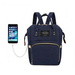 Τσάντα Μωρού Πλάτης B-73 Με USB 40x13x26 Blue Living Traveling Share Ύφασμα