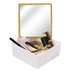 Κουτί Καλλυντικών Με Καθρέφτη Timber Box S 13,2x16,5x5,8cm White Kleine Wolke Bamboo,Πολυπροπυλ