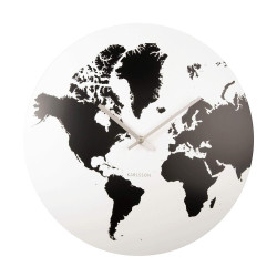 Ρολόι Τοίχου World Map KA5889WH Φ39x4cm White-Black Karlsson Μέταλλο