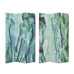 Παραβάν 2 Όψεων 3-50-610-0234 120x3x180cm Turquoise-Green Inart Ξύλο,Καμβάς