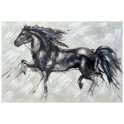 Πίνακας Καμβάς Black Horse 148-222-149 120x2,8x80cm Black-White Οριζόντιοι Καμβάς
