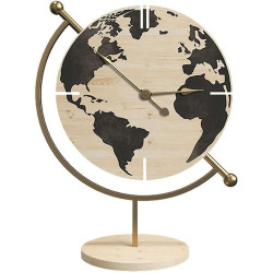Ρολόι Επιτραπέζιο Globe 125-222-339 22,5x12x30,5cm Multi Μέταλλο,Ξύλο