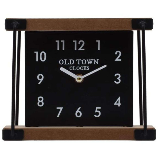 Ρολόι Επιτραπέζιο Old Town 125-222-338 22,5x8,5x18,5cm Brown-Black Μέταλλο,Ξύλο