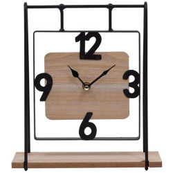 Ρολόι Επιτραπέζιο Swing 125-222-336 23,5x8x25,5cm Natural-Black Μέταλλο,Ξύλο