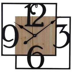 Ρολόι Τοίχου 125-222-341 50x5x50cm Natural-Black Μέταλλο,Ξύλο