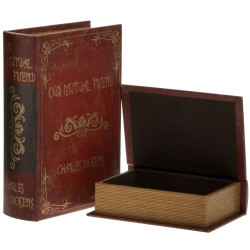 Κουτί-Βιβλίο (Σετ 2Τμχ) 3-70-106-0081 19x7x27cm Red-Gold Inart PU