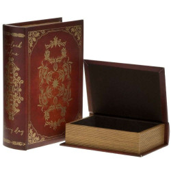 Κουτί-Βιβλίο (Σετ 2Τμχ) 3-70-106-0082 19x7x27cm Red-Gold Inart PU