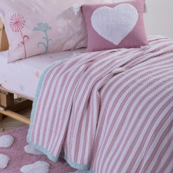 Κουβέρτα Παιδική Happy Stripe Pink Nef-Nef Μονό 160x240cm 100% Βαμβάκι