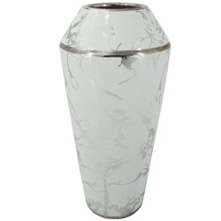 Βάζο Κρακελέ 15-00-22958 Φ14,5x30cm Silver-White Marhome Κεραμικό