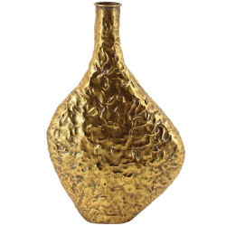 Βάζο Μεταλλικό Μπουκάλι Τσαλακωτό 15-00-22427 30,5x11x49,5cm Gold Marhome Μέταλλο