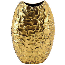 Βάζο Μεταλλικό Τσαλακωτό 15-00-22429 24x11x39cm Gold Marhome Μέταλλο