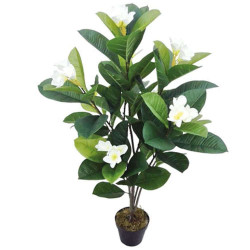 Τεχνητό Φυτό Σε Γλάστρα Πλουμέρια 04-00-18761 107cm Green-Ecru Marhome Συνθετικό Υλικό