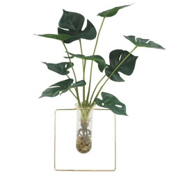 Τεχνητό Φυτό Σε Επιτοίχια Βάση Μονστέρα 04-00-21003-1 35x46cm Multi Marhome Μέταλλο,Γυαλί,Πλαστ