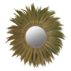Καθρέπτης Τοίχου Στρογγυλός HM7734 Με Πλαίσιο Από Ίνες Μπανάνας Φ130cm Natural Bamboo