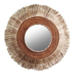Καθρέπτης Τοίχου Στρογγυλός HM7739 Από Ίνες Αμπακά 60x5x60cm Natural Bamboo