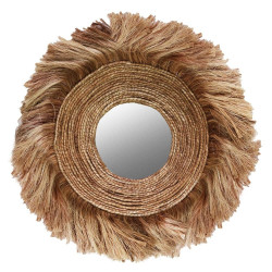 Καθρέπτης Τοίχου Στρογγυλός HM7742 Με Πλαίσιο Από Ίνες Αμπακά 85x17x85cm Natural Bamboo