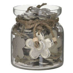 Διακοσμητικά Μεταλλικά Λουλούδια Σε Βάζο 3-70-985-0043 Φ10x12cm Clear-Silver Inart Γυαλί,Μέταλλο