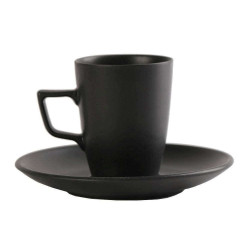 Φλιτζάνι Καφέ Με Πιατάκι Morgan OW2052K6 80ml Black Espiel Πορσελάνη