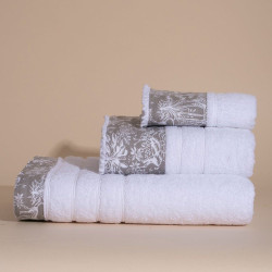 Πετσέτες Syrna (Σετ 3τμχ) Sand-White White Fabric Σετ Πετσέτες 70x140cm 100% Βαμβάκι