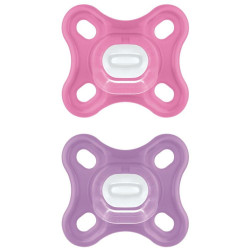Πιπίλες Ορθοδοντικές Comfort 126SG (Σετ 2τμχ) 0-2 Μηνών Pink-Purple Mam Σιλικόνη