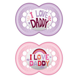 Πιπίλες Ορθοδοντικές Original I Love Daddy 265SG2 (Σετ 2τμχ) 16+ Μηνών Pink-Lila Mam Σιλικόνη