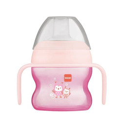 Ποτηράκι Με Χερούλια Starter Cup 462G 150ml 4+ Μηνών Pink Mam 150ml Σιλικόνη,Πλαστικό
