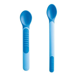 Κουταλάκια Βρεφικά Θερμοευαίσθητα Με Θήκη Heat Spoons 513B (Σετ 2τμχ) 6+ Μηνών Blue Mam 2 τμχ Πλαστικό