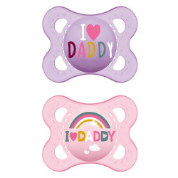 Πιπίλες Ορθοδοντικές Ι love Daddy 115SG2 (Σετ 2τμχ) 2-6 Μηνών Pink Mam Σιλικόνη