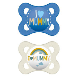 Πιπίλες Ορθοδοντικές Ι love Mummy 115SB2 (Σετ 2τμχ) 2-6 Μηνών Blue Mam Σιλικόνη